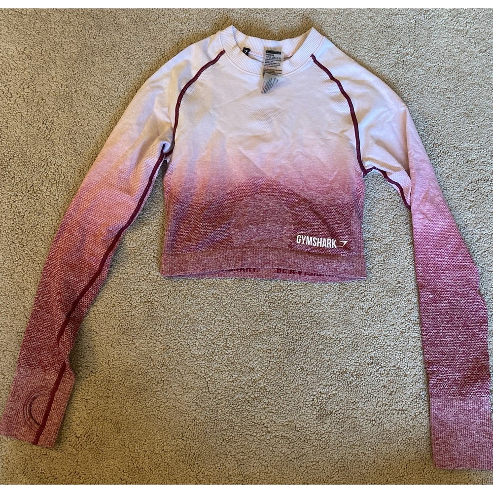 Gymshark Adapt Ombre Crop Top Pink Crew Long Sleeve Active Size XS